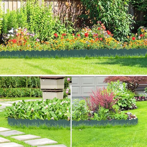 Lollanda 20-pack sammankopplingsbara trädgårdskant-kit – DIY staket för gräsmatta, landskapsdekoration – lämplig för uteplats, gångväg och trädgård
