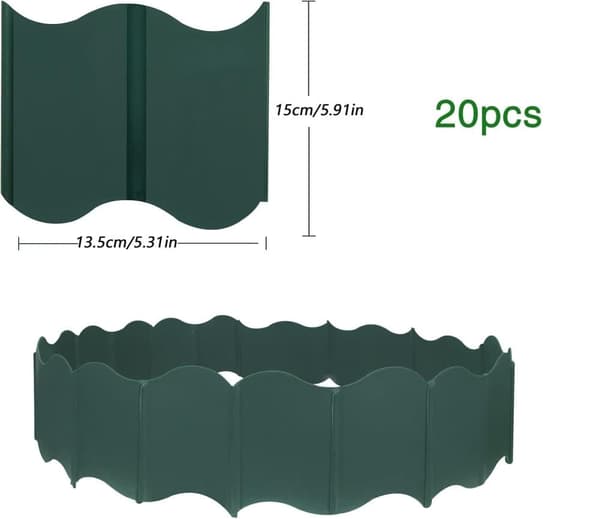 Lollanda 20-pack sammankopplingsbara trädgårdskant-kit – DIY staket för gräsmatta, landskapsdekoration – lämplig för uteplats, gångväg och trädgård
