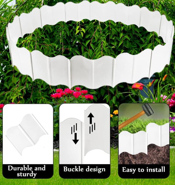 Lollanda 20-pack sammankopplingsbara trädgårdskant-kit – DIY staket för gräsmatta, landskapsdekoration – lämplig för uteplats, gångväg och trädgård