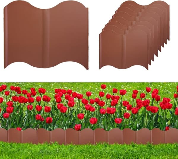 Lollanda 20-pack sammankopplingsbara trädgårdskant-kit – DIY staket för gräsmatta, landskapsdekoration – lämplig för uteplats, gångväg och trädgård