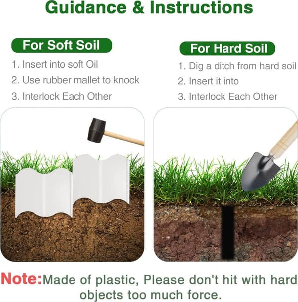 20-pack sammankopplingsbara trädgårdskant-kit – DIY staket för gräsmatta, landskapsdekoration – lämplig för uteplats, gångväg och trädgård