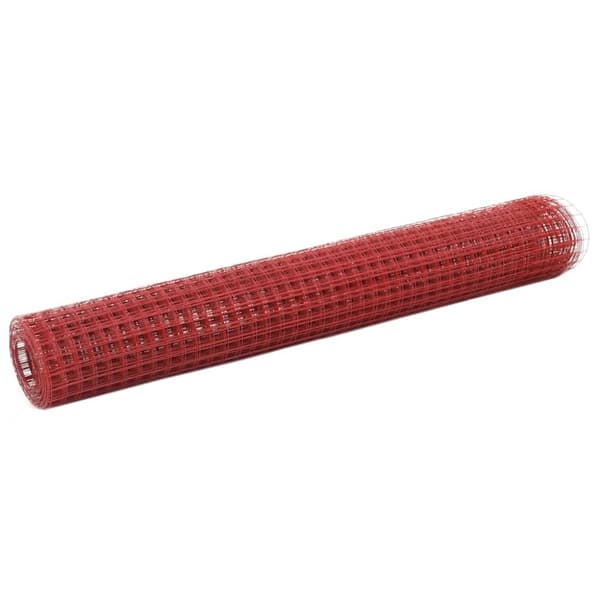 Hönsnät stål med PVC-beläggning 10x1 m röd