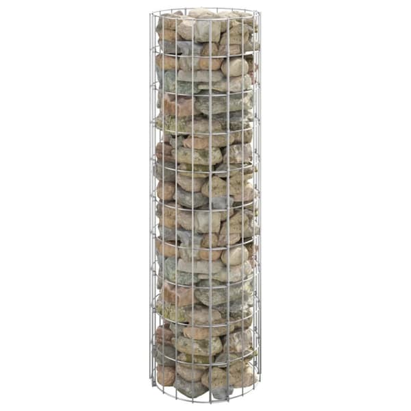 Planteringsgabion upphöjd rund galvaniserat stål Ø30x100 cm