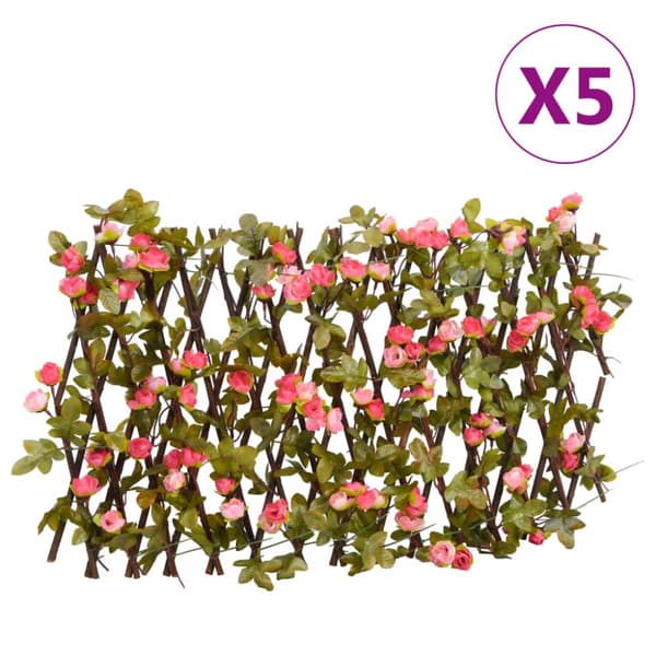 Konstväxt murgröna spaljé expanderbar 5 st mörk rosa 180x20 cm