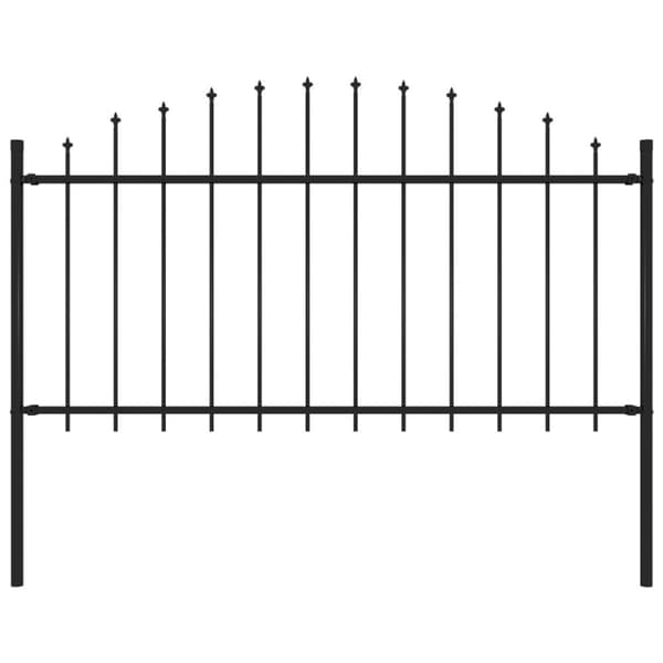 Trädgårdsstaket med spjuttopp stål (1,25-1,5)x1,7 m svart