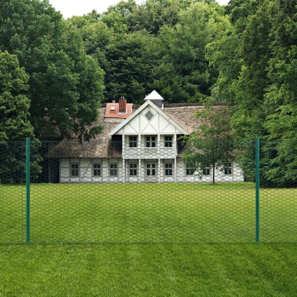 Stängsel med stolpar stål 25x0,75 m grön