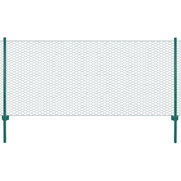 Stängsel med stolpar stål 25x0,75 m grön