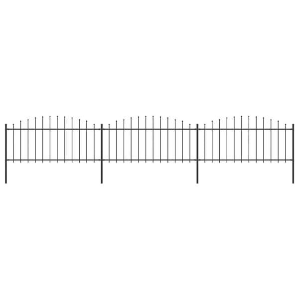 Trädgårdsstaket med spjuttopp stål (0,5-0,75)x5,1 m svart