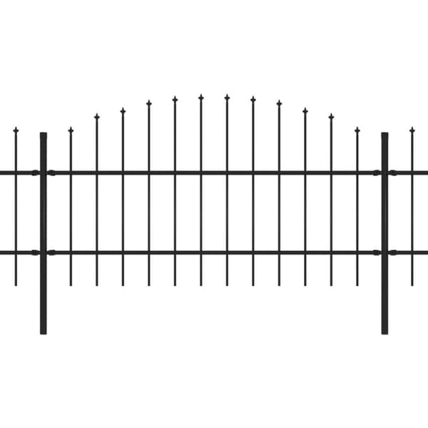 Trädgårdsstaket med spjuttopp stål (0,75-1)x10,2 m svart