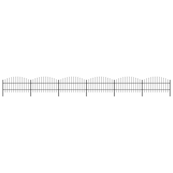 Trädgårdsstaket med spjuttopp stål (0,75-1)x10,2 m svart