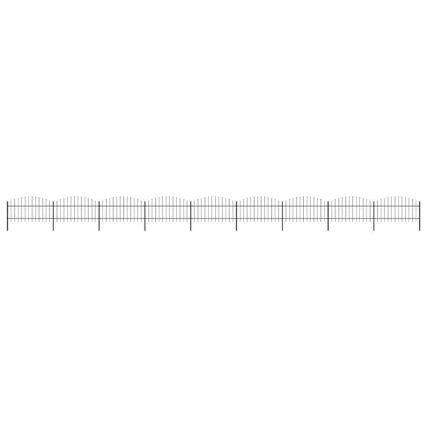 Trädgårdsstaket med spjuttopp stål (1-1,25)x15,3 m svart