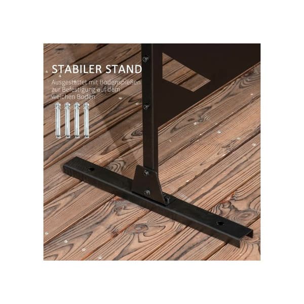 Outsunny Balkong Avskiljande vägg Visuellt mönster med bananlövrar 122x198cm svart stål för trädgård, terrass och balkong