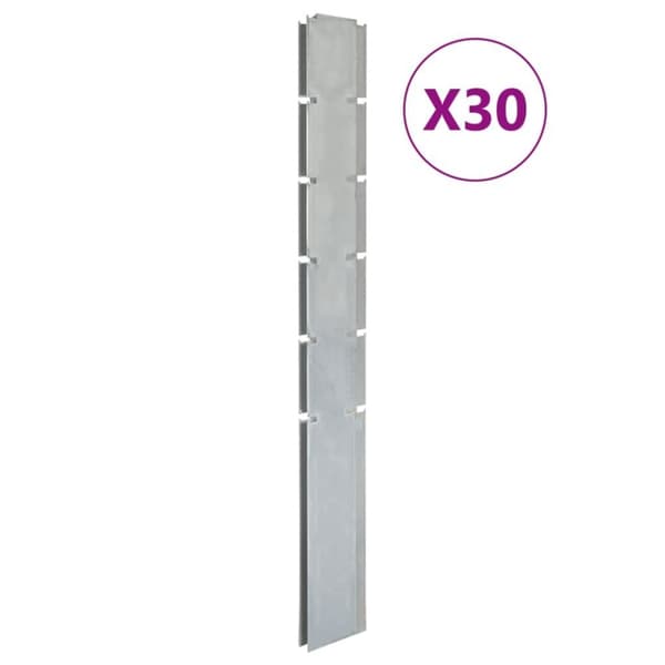vidaXL Hagegjerdestolper 30 stk sølv 160 cm galvanisert stål