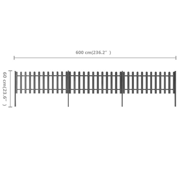 Stakitter - Living stakit med stolper 3 stk. WPC 600x60 cm