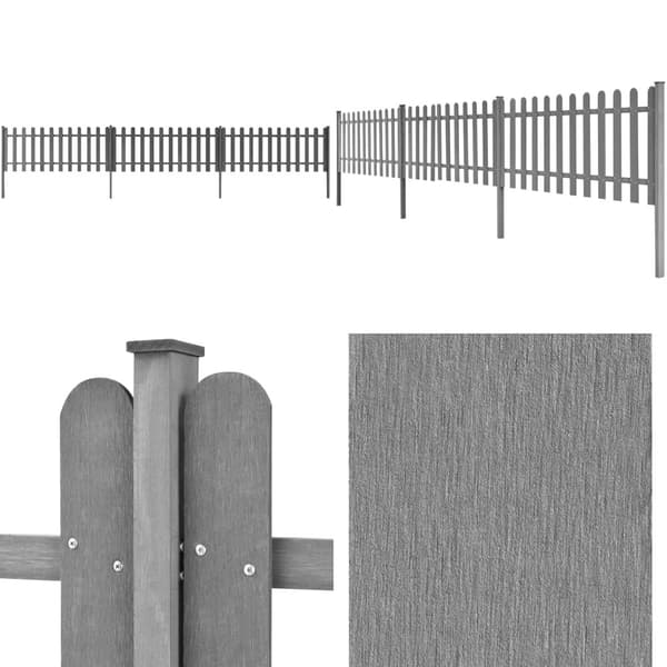 Stakit med stolper 3 stk. WPC 600x60 cm - Stakit - Stakitter - Home & Living