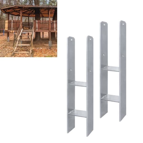 YUENFONG 2st H Stolpefäste Varmförzinkad gaffel Bredd 111 mm Längd 600 mm