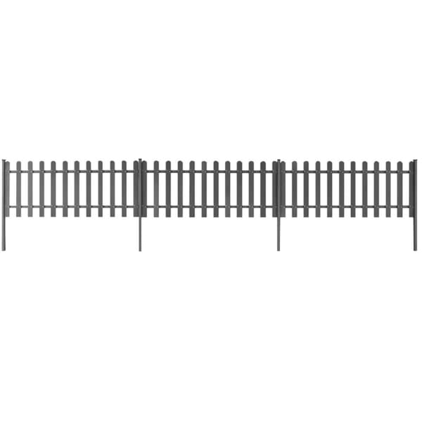 Staket med stolpar 3 st WPC 600x60 cm