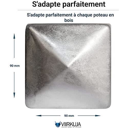 VIIRKUJA Trästolplock 9x9cm - Galvaniserad stålpyramid med skruvar, flerfärgad, 91x91mm