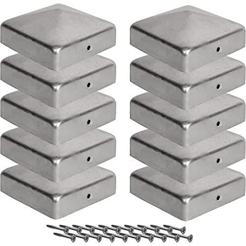 VIIRKUJA Trästolplock 9x9cm - Galvaniserad stålpyramid med skruvar, flerfärgad, 91x91mm