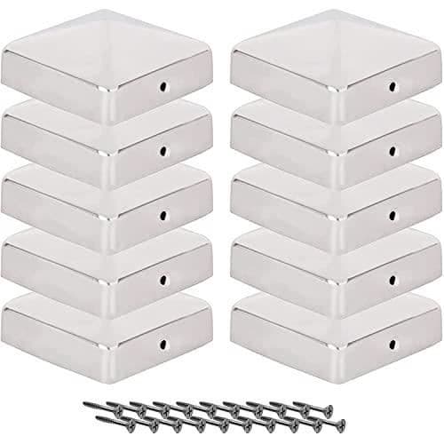 Viirkuja stolpkåpor 7x7cm rostfritt stål - trästolpskydd Pyramidform, flerfärgad, 71x71mm (10 st)