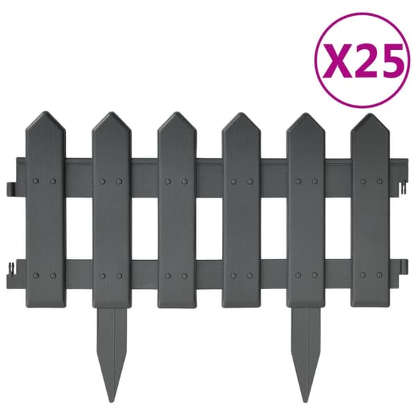 bedhegn 25 stk. 10 m PP antracitgrå