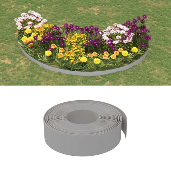 Rabattkant grå 10 m 15 cm polyeten