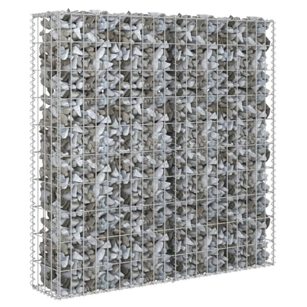 gabionvæg med dæksler galvaniseret stål 80 x 20 x 100 cm