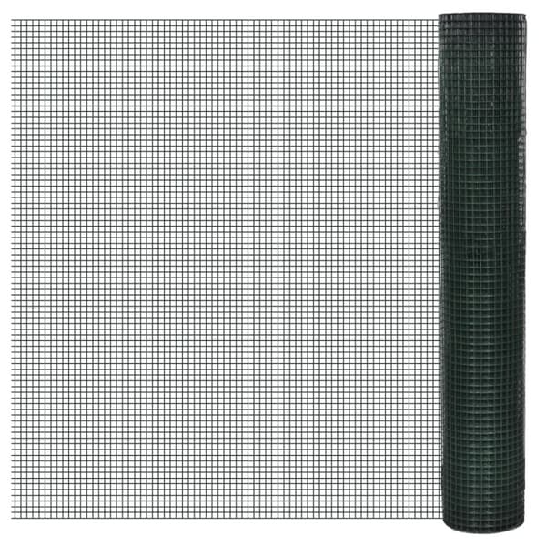 hønsenet galvaniseret stål med PVC-belægning 25 x 1 m grøn