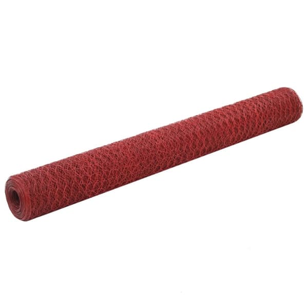 Hönsnät stål med PVC-beläggning 25x1,2 m röd