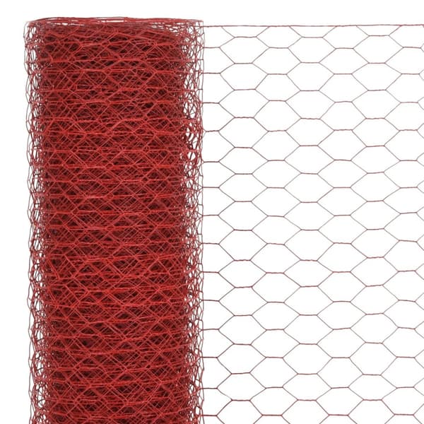hønsenet stål med PVC-belægning 25 x 0,75 m rød