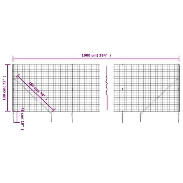Stängsel med markspett antracit 1,8x10 m