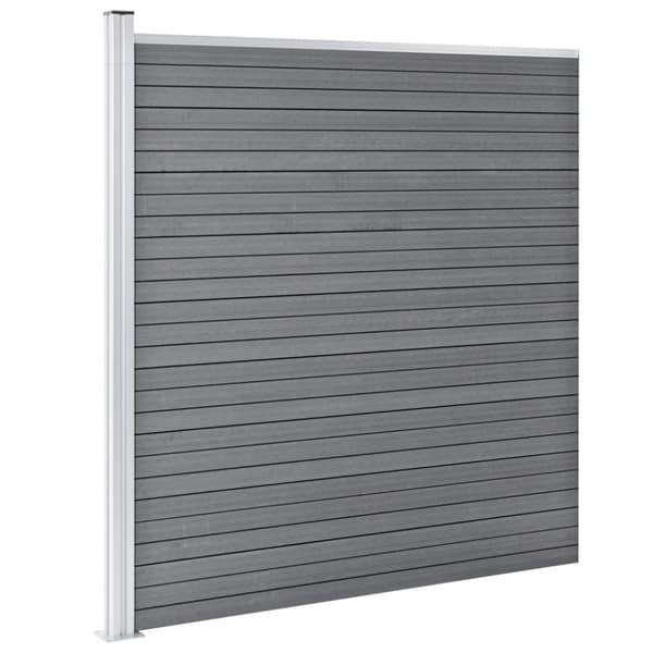 WPC-staketpanel 2 fyrkantig + 1 vinklad 446x186 cm grå