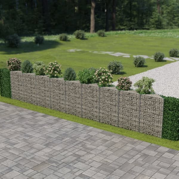 gabionvæg galvaniseret stål 630 x 30 x 100 cm