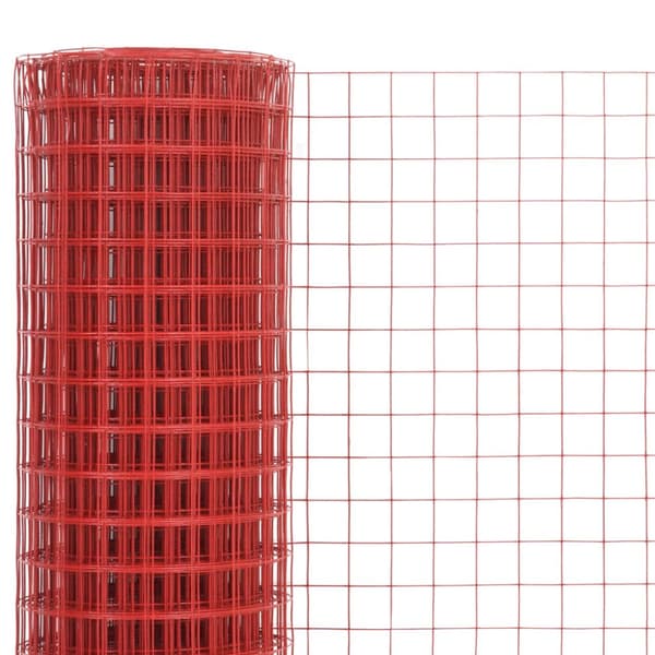 hønsenet stål med PVC-belægning 25 x 0,5 m rød