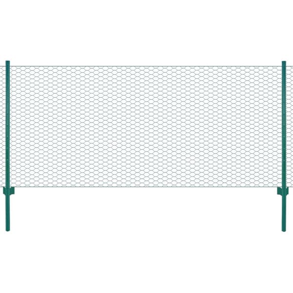 Stängsel med stolpar stål 25x0,5 m grön