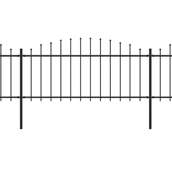 havehegn med spydtop (0,5-0,75) x 3,4 m sort stål