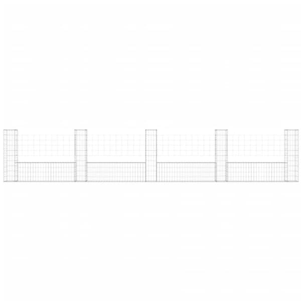 gabionkurv med 5 stolper 500x20x100 cm U-facon jern
