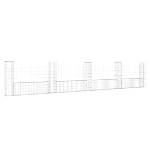 gabionkurv med 5 stolper 500x20x100 cm U-facon jern