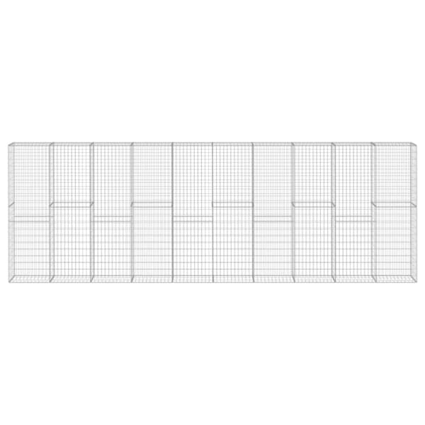 gabionvæg med dæksler galvaniseret stål 600 x 30 x 200 cm