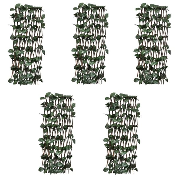 pilehegn med espalier 5 stk. med kunstige blade 180x60 cm