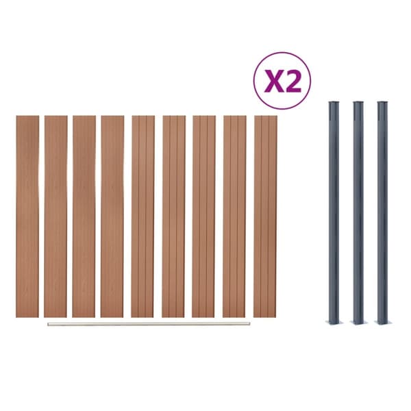 Staketpanel brun 353x186 cm WPC