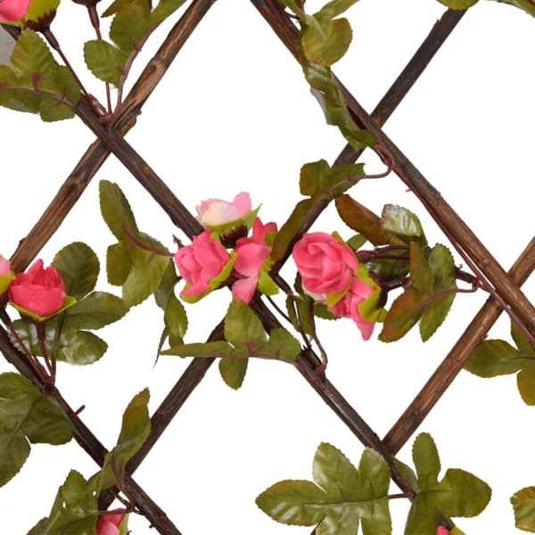 espalier med kunstig vedbend 180x20 cm udvidelig mørk pink