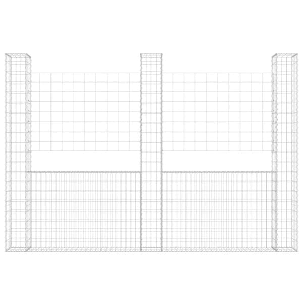 gabionkurv med 3 stolper 260x20x200 cm U-facon jern