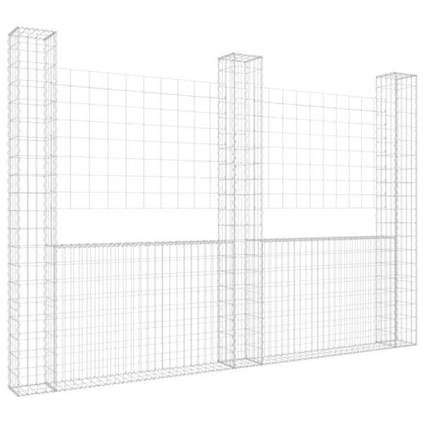 gabionkurv med 3 stolper 260x20x200 cm U-facon jern