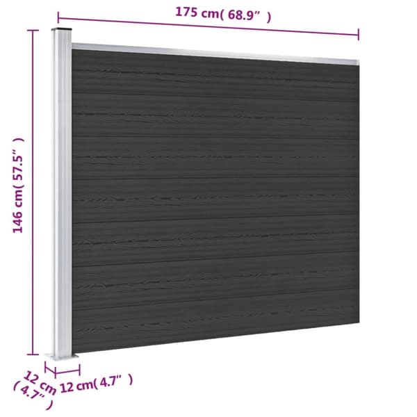 hegnspanel 175x146 cm WPC sort