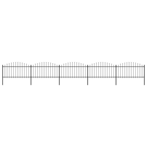 Puutarha-aita keihäskärjillä teräs (1,25-1,5)x8,5 m musta