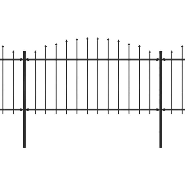 havehegn med spydtop (1,25-1,5) x 11,9 m sort stål