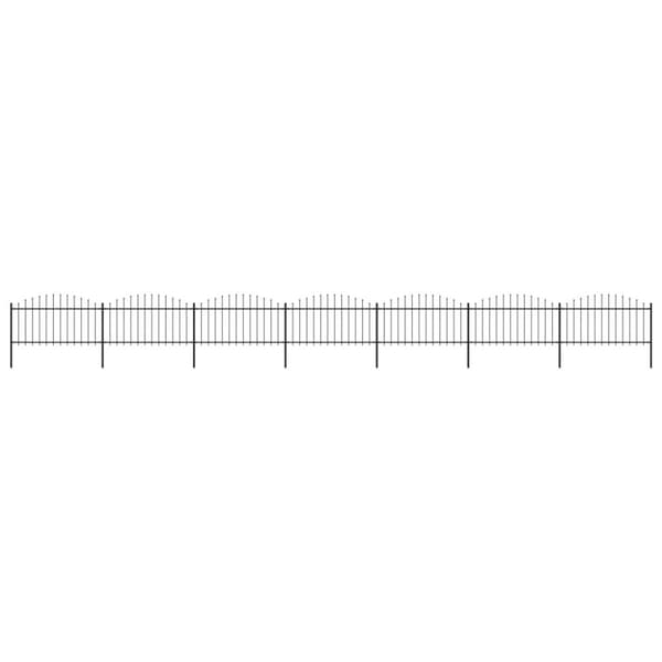 havehegn med spydtop (1,25-1,5) x 11,9 m sort stål