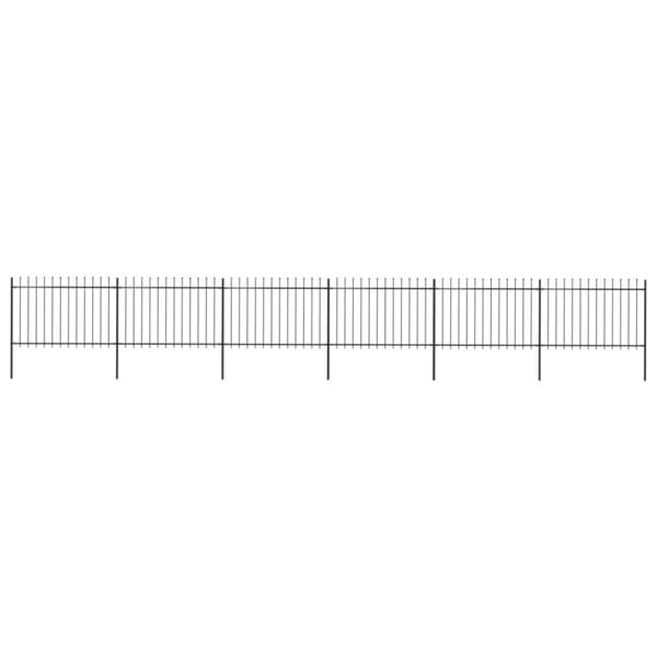 Trädgårdsstaket med spjuttopp stål 10,2x1,2 m svart