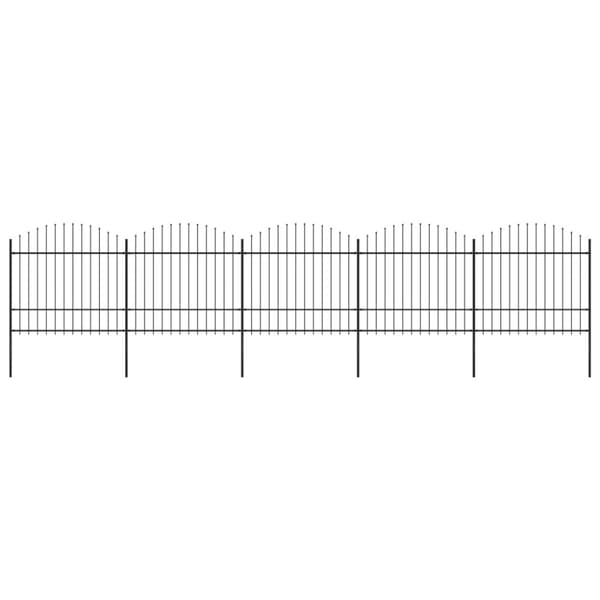 havehegn med spydtop (1,5-1,75) x 8,5 m sort stål